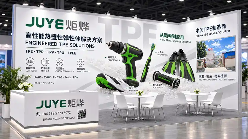 Juye Technology wird auf der China International Plastics Exhibition 2026 ausstellen und Materialien wie TPE, TPR, TPV, TPU und TPEE sowie Modifizierungsdienstleistungen vorstellen. Wir bieten Unterstützung bei der Materialauswahl für flammhemmendes TPE, antistatisches TPE sowie Haftung auf PC/ABS- und PA-Substraten. Wir freuen uns auf Ihren Besuch und Austausch.
